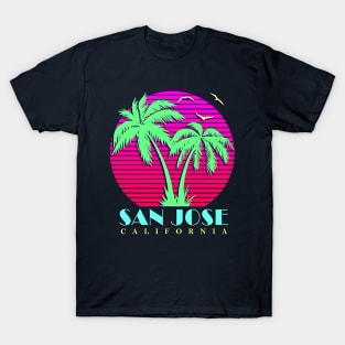 San Jose California Palm Trees Sunset T-Shirt